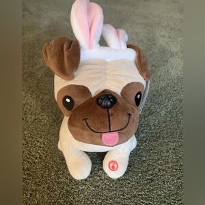 Easter Hallmark NWT Watch Me SingElectronic Plush Pug  Dog With Easter Bunny Ear